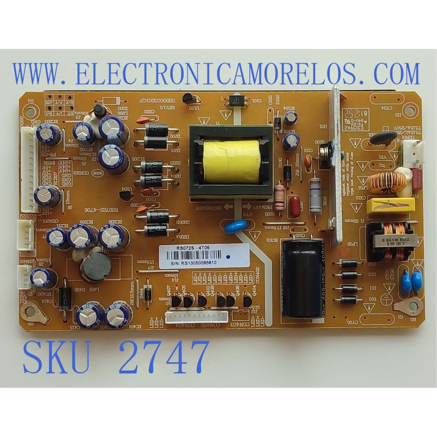 FUENTE DE PODER PARA TV RCA / NUMERO DE PARTE RS072S-4T06 / 3BS0003201GP / RE46HQ0556-20130128 / PANEL HV320WX2-QYE200 / MODELO LED32B30RQ	